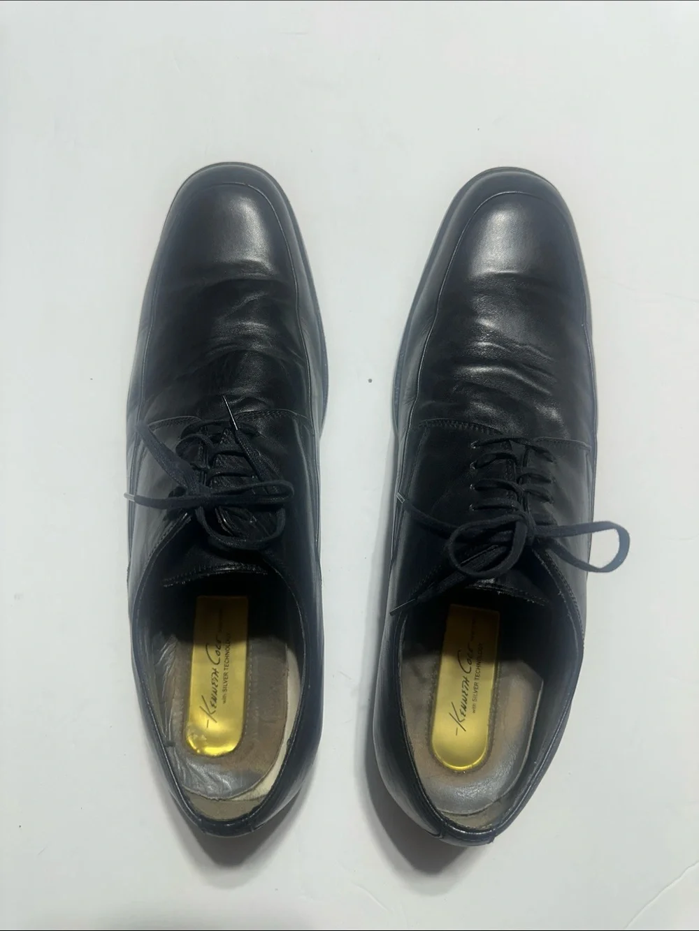 Kenneth Cole Black Leather Lace-Up Oxfords size 12 dress shoes